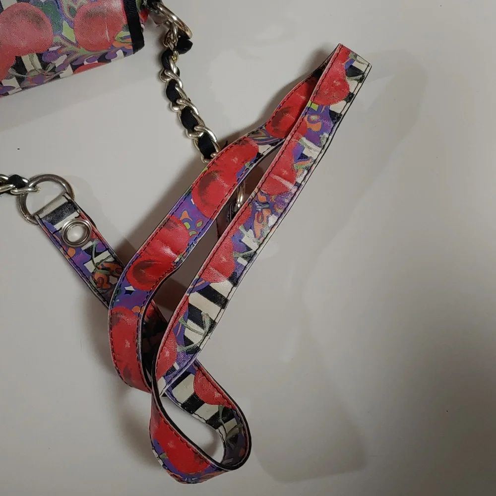 Betsey Johnson Cherries and Stripes  Crossbody Saddle Bag - Picture 9 of 17